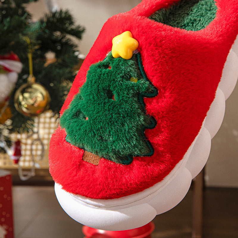 Chaussons Noel Sapin Peluche Fourrés Festifs