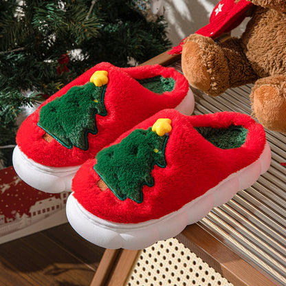 Chaussons Noel Sapin Peluche Fourrés Festifs