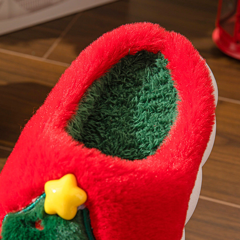 Chaussons Noel Sapin Peluche Fourrés Festifs