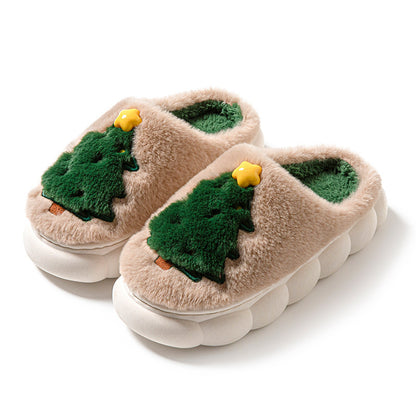 Chaussons Noel Sapin Peluche Fourrés Festifs