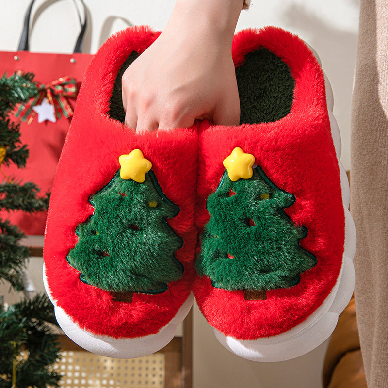 Chaussons Noel Sapin Peluche Fourrés Festifs