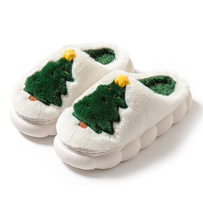 Chaussons Noel Sapin Peluche Fourrés Festifs