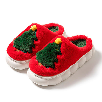 Chaussons Noel Sapin Peluche Fourrés Festifs